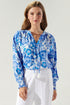 Juliani Floral Weylin Split Neck Tassel Blouse